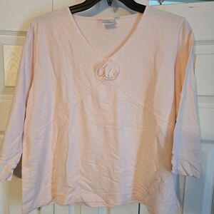 Hot Cotton Light Pink V-Neck Top